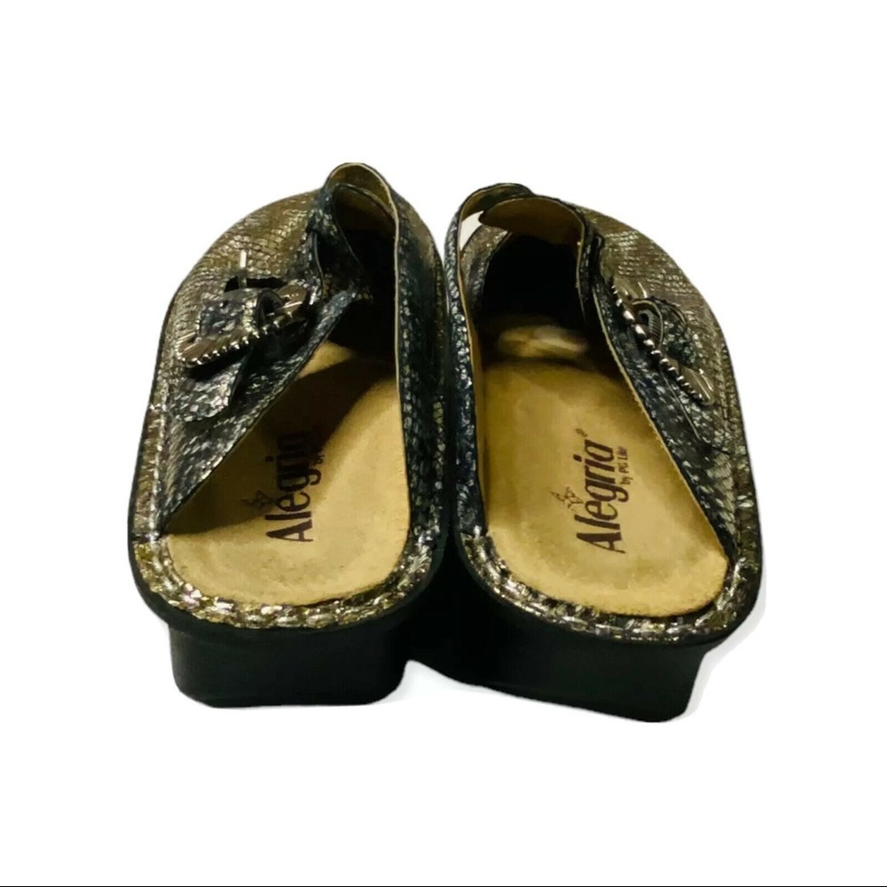 Alegria Posh Pewter Snake Print ALG-759 Leather Slip On Mules Sandals Sz… - Picture 7 of 9